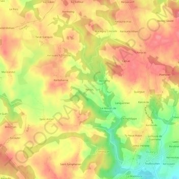 Mappa topografica Perros, altitudine, rilievo