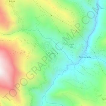 Mappa topografica Cajuata, altitudine, rilievo