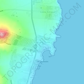 Mappa topografica Caleta de Fuste, altitudine, rilievo