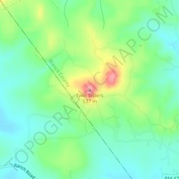 Mappa topografica Twin Sisters, altitudine, rilievo