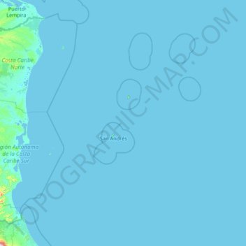 Mappa topografica San Andrés y Providencia, altitudine, rilievo