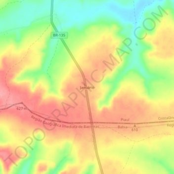 Mappa topografica Januário, altitudine, rilievo