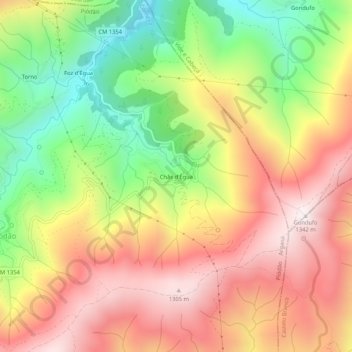 Mappa topografica Chãs d'Égua, altitudine, rilievo
