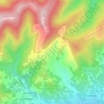 Mappa topografica La Sablière, altitudine, rilievo