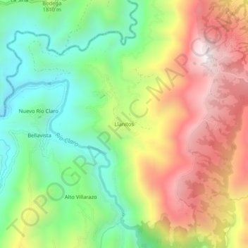 Mappa topografica Llanitos, altitudine, rilievo