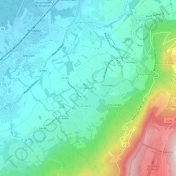 Mappa topografica Terrotet, altitudine, rilievo