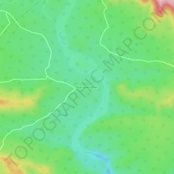 Mappa topografica Narayanghat, altitudine, rilievo