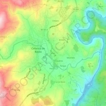 Mappa topografica Cruz, altitudine, rilievo