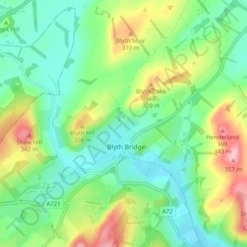 Mappa topografica Blyth, altitudine, rilievo