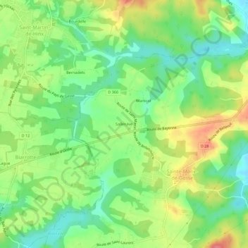 Mappa topografica Sallenave, altitudine, rilievo
