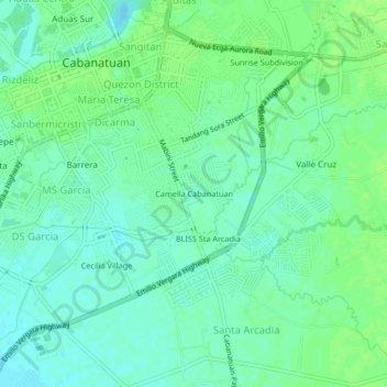 Mappa topografica Camella Cabanatuan, altitudine, rilievo