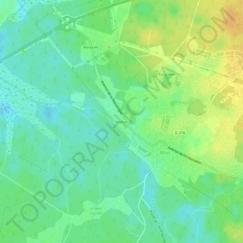 Mappa topografica Andron, altitudine, rilievo