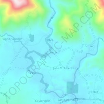 Mappa topografica Tubaon, altitudine, rilievo