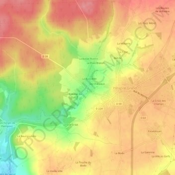 Mappa topografica Le Gué, altitudine, rilievo