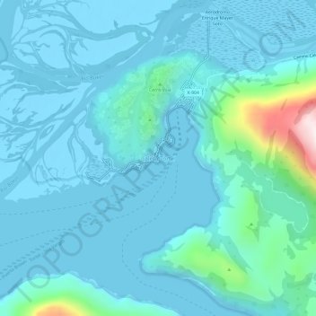 Mappa topografica Caleta Tortel, altitudine, rilievo