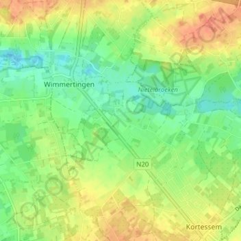 Mappa topografica Herbroek, altitudine, rilievo