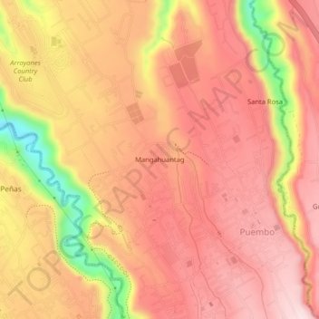Mappa topografica Mangahuantag, altitudine, rilievo