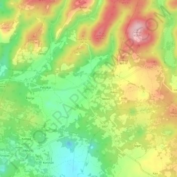 Mappa topografica Šterna, altitudine, rilievo