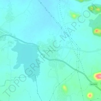 Mappa topografica Manakondur, altitudine, rilievo