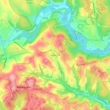 Mappa topografica Beechmont, altitudine, rilievo