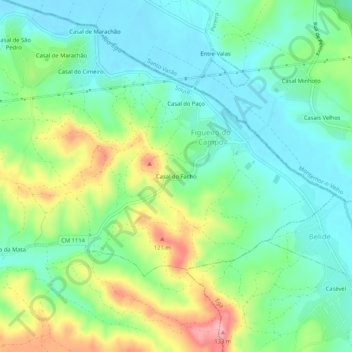 Mappa topografica Casal do Facho, altitudine, rilievo