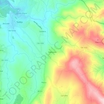Mappa topografica Reboreda, altitudine, rilievo