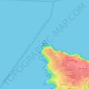 Mappa topografica Pointe du Van, altitudine, rilievo