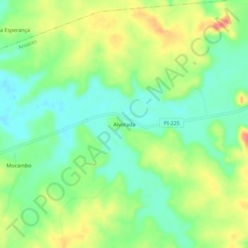 Mappa topografica Alvorada, altitudine, rilievo