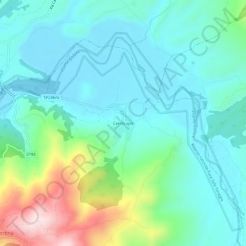 Mappa topografica Cerrocupo, altitudine, rilievo
