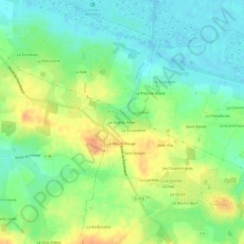 Mappa topografica La Grande Noue, altitudine, rilievo