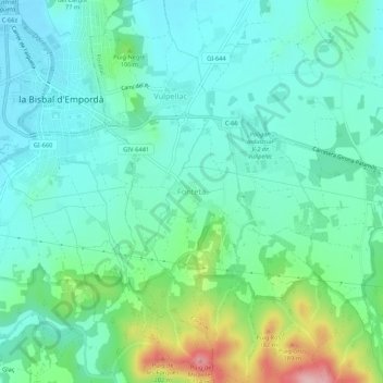 Mappa topografica Fonteta, altitudine, rilievo
