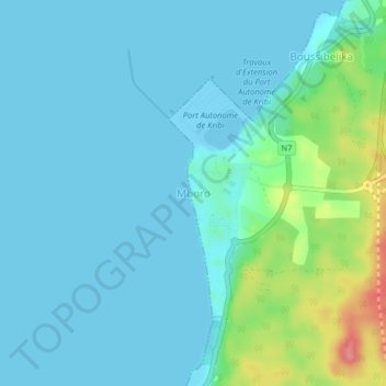 Mappa topografica Mboro, altitudine, rilievo