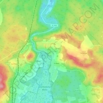 Mappa topografica Leutstetten, altitudine, rilievo