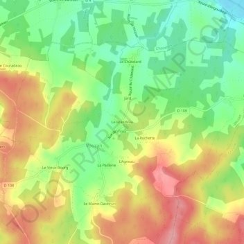 Mappa topografica Le Brandeau, altitudine, rilievo