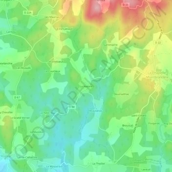 Mappa topografica La Nadalie, altitudine, rilievo
