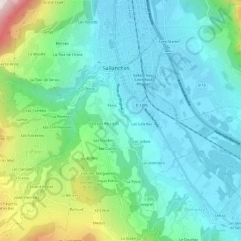 Mappa topografica Les Normands, altitudine, rilievo