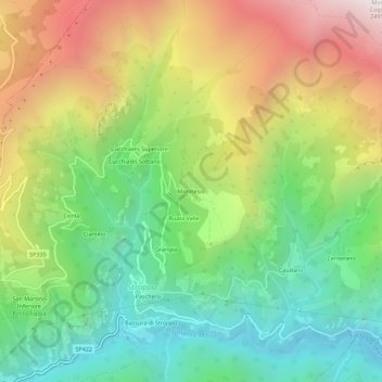 Mappa topografica Morinesio, altitudine, rilievo