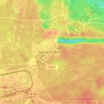 Mappa topografica Nochten, altitudine, rilievo