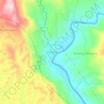 Mappa topografica Tumaras, altitudine, rilievo
