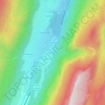 Mappa topografica Les Verduns, altitudine, rilievo