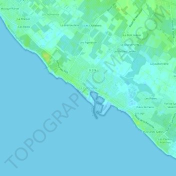 Mappa topografica La Cotinière, altitudine, rilievo