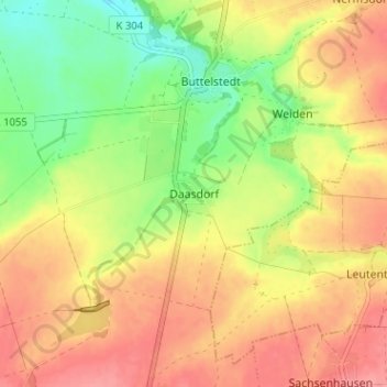 Mappa topografica Daasdorf, altitudine, rilievo