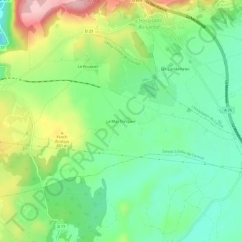 Mappa topografica Le Mas Trinquier, altitudine, rilievo