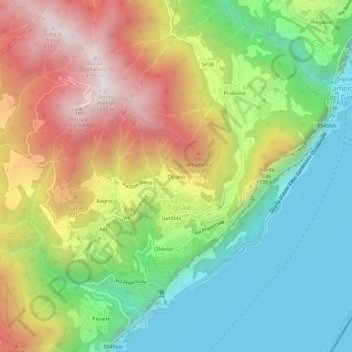 Mappa topografica Olzano, altitudine, rilievo