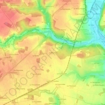 Mappa topografica Le Boulay, altitudine, rilievo