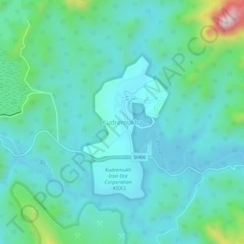 Mappa topografica Kudremukha, altitudine, rilievo