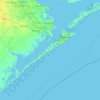 Mappa topografica Galveston Island, altitudine, rilievo
