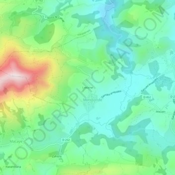 Mappa topografica Lekorne, altitudine, rilievo