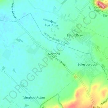 Mappa topografica Northall, altitudine, rilievo