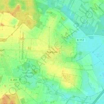 Mappa topografica Nartum, altitudine, rilievo